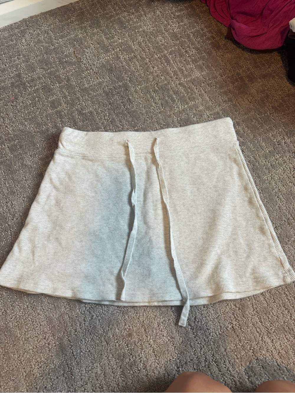 Brandy Melville Cream Knit Drawstring Skater Skirt